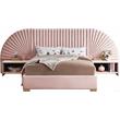Maklaine Contemporary Upholstery Pink Velvet King Bed