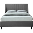 Maklaine Modern Soft Velvet Upholstered Deep Channel Tufted Full Bed in Gray