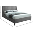 Maklaine Modern Soft Velvet Upholstered Deep Channel Tufted Full Bed in Gray