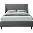 Maklaine Contemporary Gray Velvet Upholstered King Bed