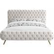 Maklaine Contemporary Solid Wood Tufted Velvet Queen Bed in Cream