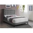 Maklaine Contemporary Upholstery Gray Velvet King Bed