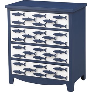 maklaine contemporary wood 4 drawer dresser in ocean blue and white