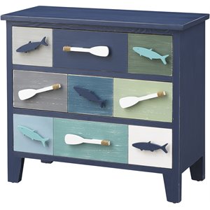 maklaine contemporary wood 3 drawer dresser in ocean blue