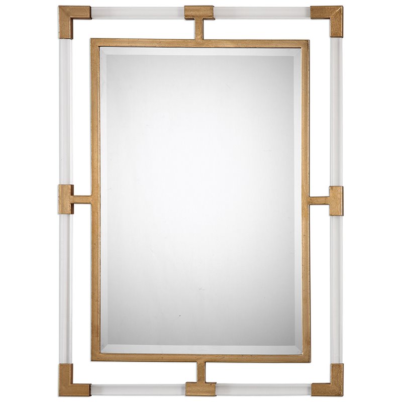 Maklaine Contemporary Decorative Glass Mirror in Gold