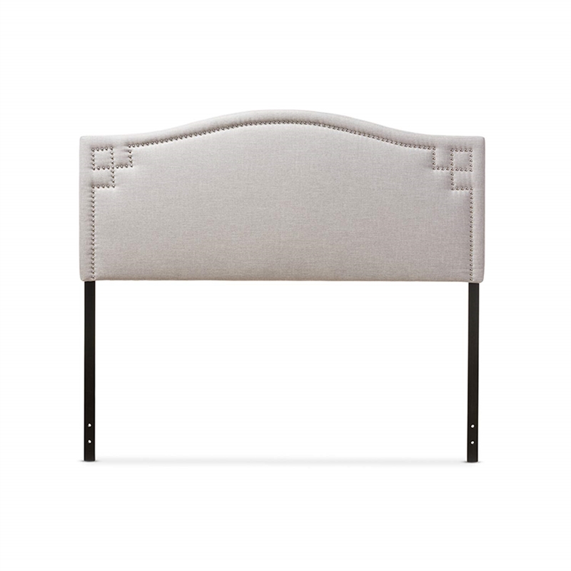Maklaine Contemporary Upholstered Full Headboard in Grayish Beige