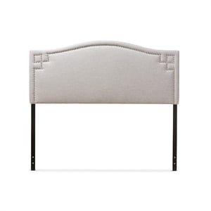 Maklaine Contemporary Upholstered Full Headboard in Grayish Beige