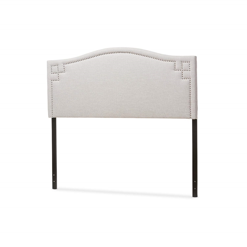 Maklaine Contemporary Upholstered Full Headboard in Grayish Beige