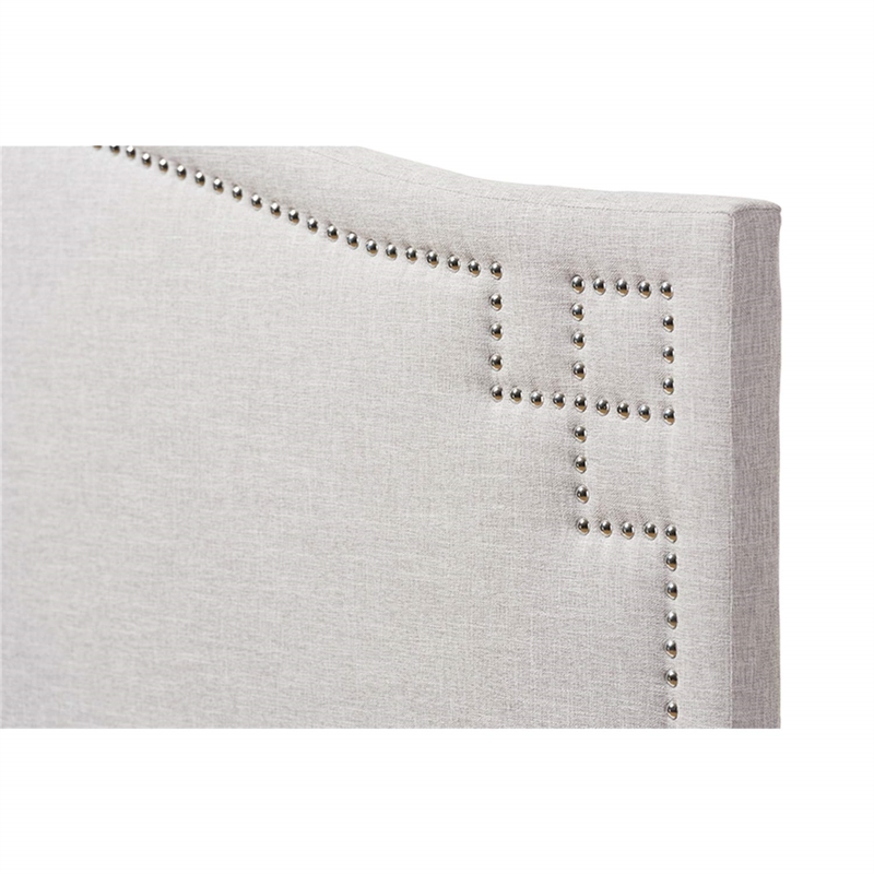 Maklaine Contemporary Upholstered Full Headboard in Grayish Beige