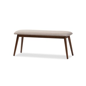 Maklaine Transitional Styled Fabric Dining Bench in Light Gray