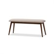 Maklaine Transitional Styled Fabric Dining Bench in Light Gray