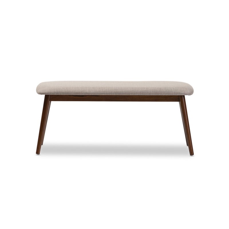 Maklaine Transitional Styled Fabric Dining Bench in Light Gray