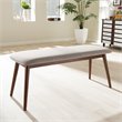 Maklaine Transitional Styled Fabric Dining Bench in Light Gray