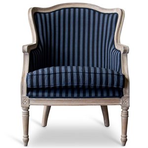 maklaine traditional french wooden accent chair in blue and brown