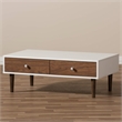 Maklaine Modern Wood Top Storage Coffee Table in White and Brown