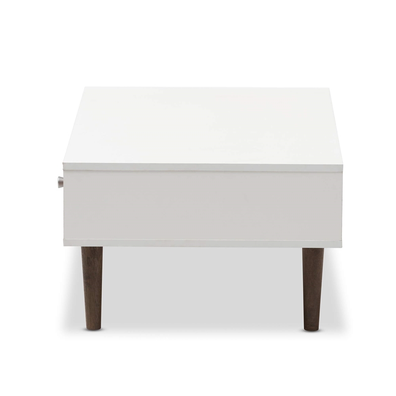 Maklaine Modern Wood Top Storage Coffee Table in White and Brown