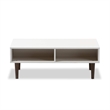 Maklaine Modern Wood Top Storage Coffee Table in White and Brown
