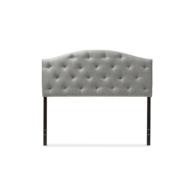 Maklaine Modern Upholstered Tufted Full Panel Headboard in Gray
