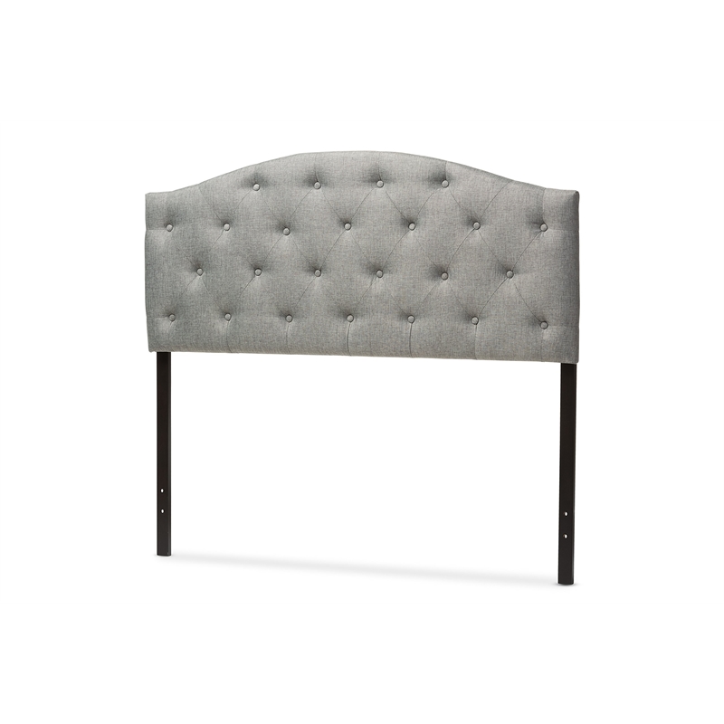 Maklaine Modern Upholstered Tufted Full Panel Headboard in Gray