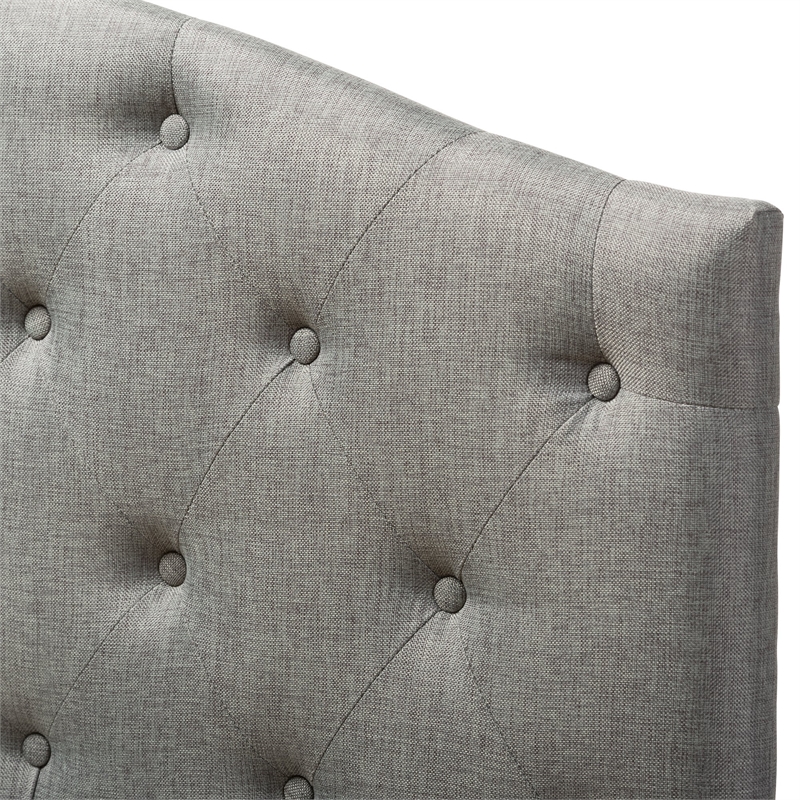 Maklaine Modern Upholstered Tufted Full Panel Headboard in Gray
