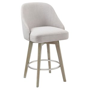 Maklaine 25.75&quot Transitional Fabric and Solid Wood Counter Stool in Gray