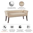 Maklaine Transitional Solid Wood and Fabric Upholstered Accent Bench in Cream