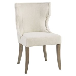 Maklaine 20&quot Transitional Fabric and Solid Wood Dining Chair in Cream