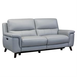 maklaine contemporary genuine leather/wood sofa in gray/espresso