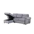Maklaine Velvet Fabric Reversible Sleeper Sectional Sofa Chaise in Gray