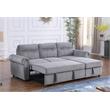 Maklaine Velvet Fabric Reversible Sleeper Sectional Sofa Chaise in Gray