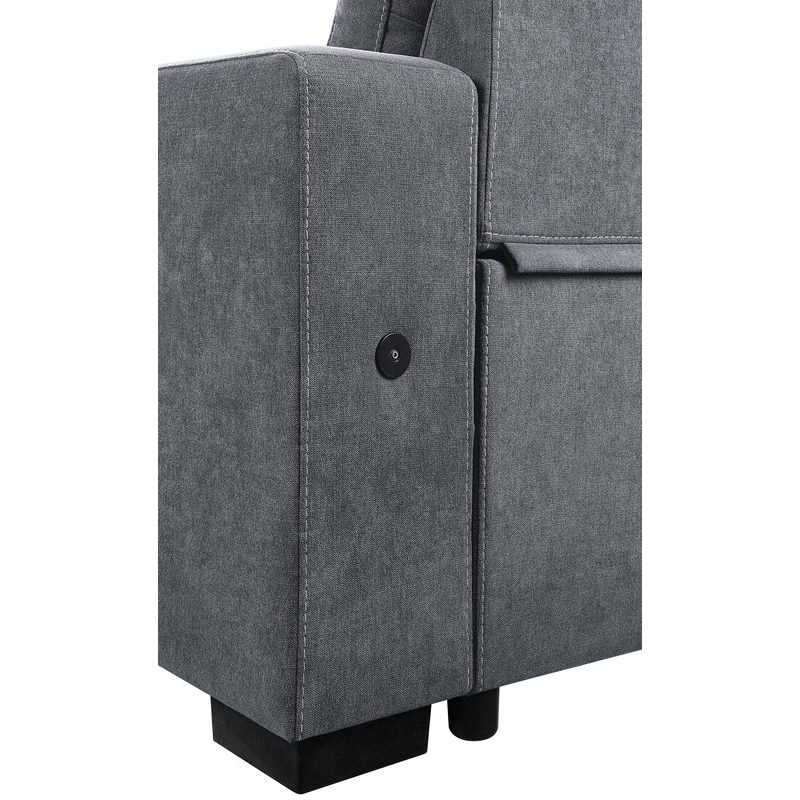 Maklaine Fabric Reversible Sleeper Sofa with Storage Cup Holder USB in Gray