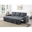 Maklaine Fabric Reversible Sleeper Sofa with Storage Cup Holder USB in Gray