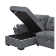 Maklaine Fabric Reversible Sleeper Sofa with Storage Cup Holder USB in Gray