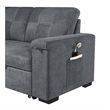 Maklaine Fabric Reversible Sleeper Sofa with Storage Cup Holder USB in Gray