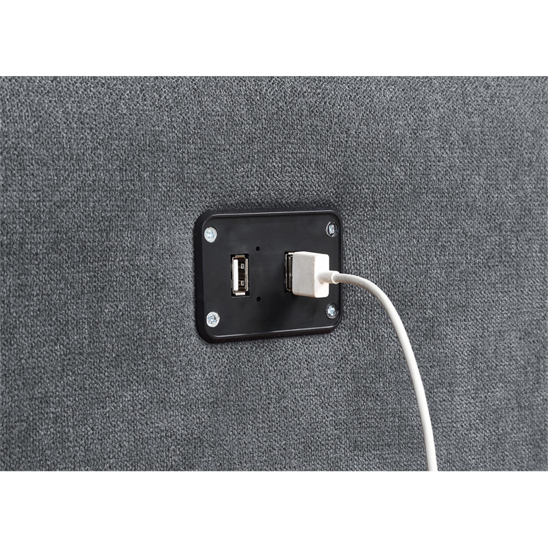 Maklaine Fabric Reversible Sleeper Sofa with Storage Cup Holder USB in Gray