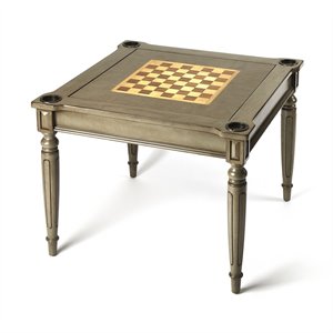 Maklaine Transitional Engineered Wood Multi Game Table in Silver