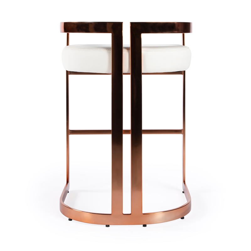 Maklaine Metal Bar Stool Chair in Gold With Semi-circle Seat & Footrest