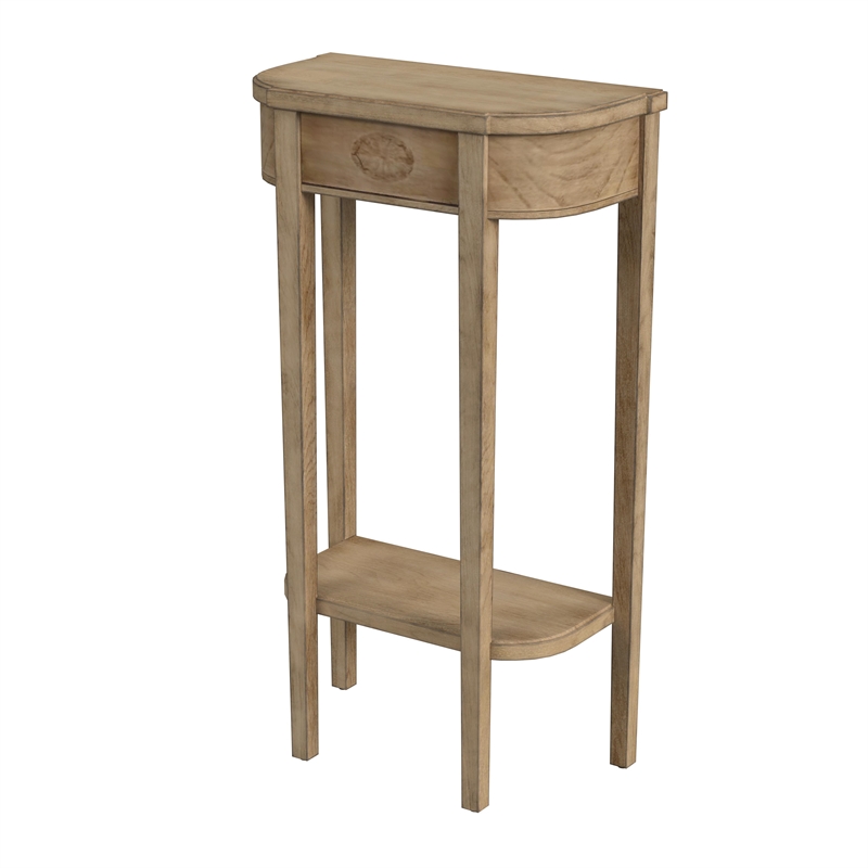 Maklaine Transitional Antique Engineered Wood Console Table in Beige