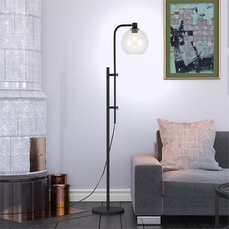 Maklaine Industrial Height Adjustble Floor Lamp in Black and Bronze