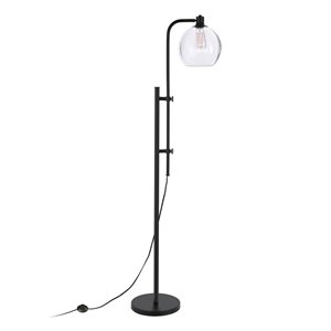 Maklaine Industrial Height Adjustble Floor Lamp in Black and Bronze