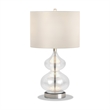 Maklaine Contemporary Clear Glass Table Lamp with Linen Fabric Shade