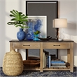 Maklaine Contemporary Clear Glass Table Lamp with Linen Fabric Shade