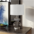 Maklaine Contemporary Clear Glass Table Lamp with Linen Fabric Shade