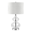 Maklaine Contemporary Clear Glass Table Lamp with Linen Fabric Shade