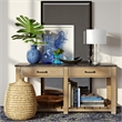 Maklaine Contemporary Clear Glass Table Lamp with Linen Fabric Shade