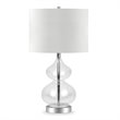 Maklaine Contemporary Clear Glass Table Lamp with Linen Fabric Shade