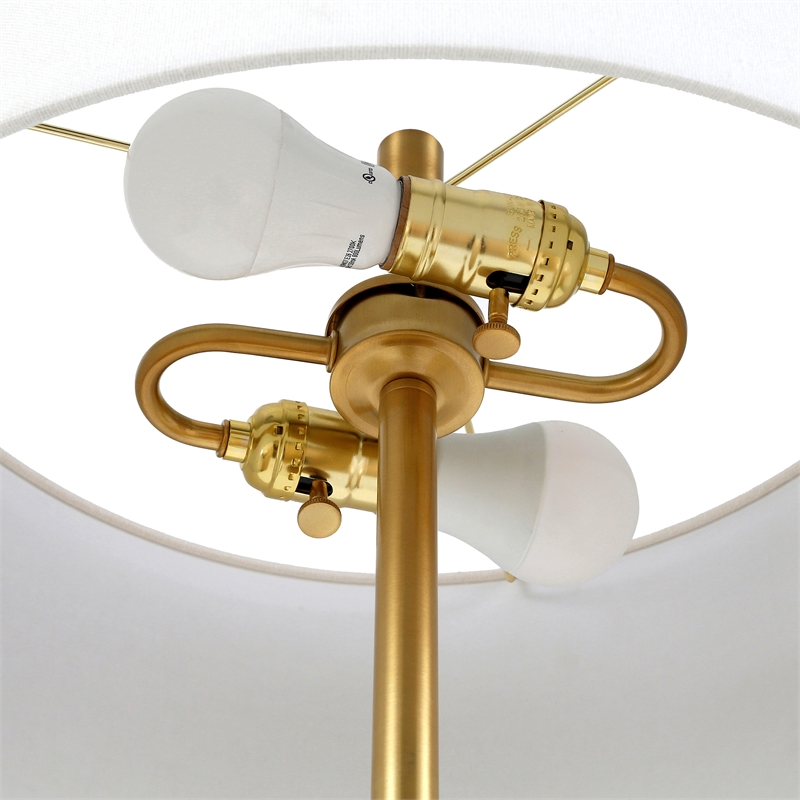 Maklaine Industrial Two Tone Metal Floor Lamp in Black with Brass Accents