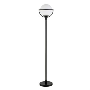 Maklaine Contemporary 69&quot Metal Globe and Stem Floor Lamp in Black and Bronze