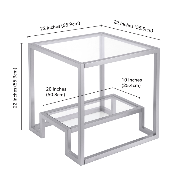 Maklaine Contemporary Metal Double Cross Legged Side Table in Nickel