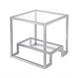 Maklaine Contemporary Metal Double Cross Legged Side Table in Nickel